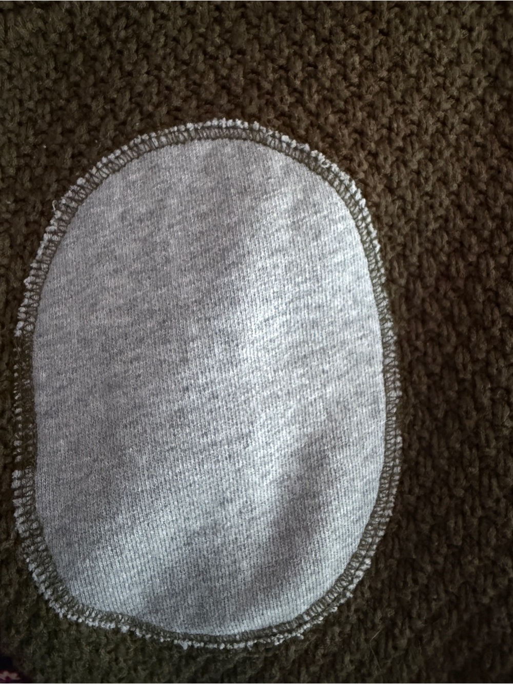 BDG Oversized Olive Cable Knit Sweater Gray Elbow Patches Small - Picture 5 of 6